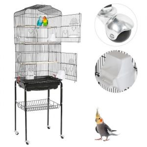 Cage &agrave; oiseau en m&eacute;tal - Yageway - Hauteur 150cm - Grande Voli&egrave;re &agrave; Roulettes