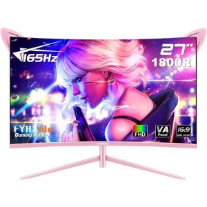 Fy27Fhp Moniteur Rose 27 Pouces Incurvé Gaming 165Hz-Ecran Va 144Hz 1800R 1Ms 1920X1080PHaut-Parleurs IntégrésAmd Free-SyncHdmi