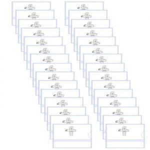 Porte Badge Plastique -50 Pcs Horizontal Transparent avec Clip et &Eacute;pingle Nominatifs &Eacute;tiquette