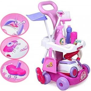 Jouets de nettoyage de chariot de m&eacute;nage pour enfants 11 PCS Jouet nettoyage Jeu de r&ocirc;le avec Aspirateur