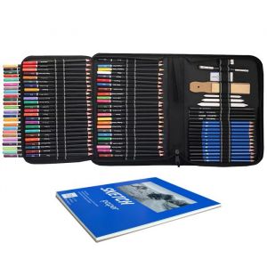 Ensemble de 96 Crayon de Couleurs Kit de Dessin ProKit de Croquis Crayons Ensemble Pochette avec zipIdéal pour Adultes et