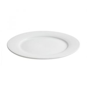 Lot de 12 assiettes plates MANG rondes plat &agrave; service &agrave; p&acirc;tes desserts en porcelaine blanc - diam&egrave;tre 26 x hauteur 4 cm