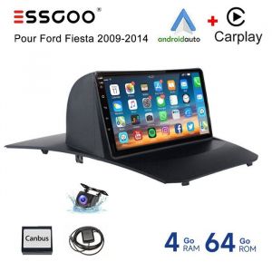 Autoradio St&eacute;r&eacute;o GPS - ESSGOO - Ford Fiesta MK6 2008-2016 - Android 4+64G - Carplay - Cam&eacute;ra
