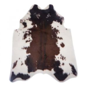 Tapis peau de vache - Atmosphera Créateur dintérieur - Blanc & Marron - 100x94cm