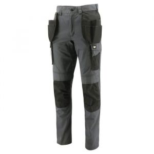 Pantalon de travail renforc&eacute; STRETCH multipoches Caterpillar ESSENTIALS - Gris / Noir
