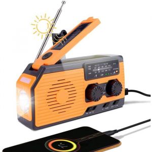 Radio solaire à manivelle radio durgence à dynamo avec chargement solaire manivelle batterie 5000 mAh chargeur de type C