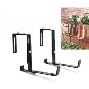 Support Jardini&egrave;re M&eacute;tal Anthracite Accroche Bac &agrave; Fleurs Balcon Rangement