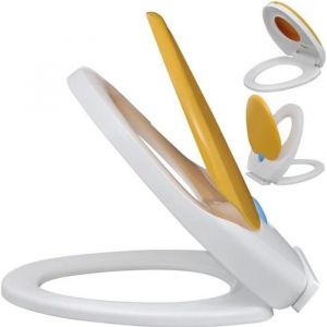 Abattant WC à fermeture en douceur pour Adulte-enfant Blanc Jaune