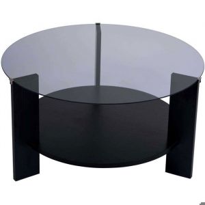 Table basse ronde en verre Clara noir verre fumé