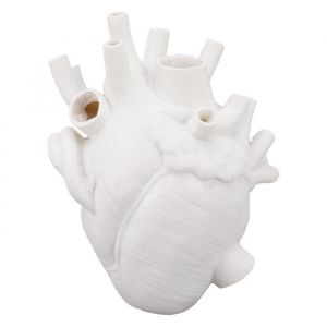 Vase d&eacute;coratif - SALALIS - Vase c&oelig;ur - R&eacute;sine moderne - Blanc - Design contemporain