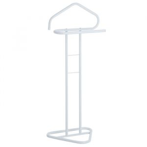 Valet de chambre valet de nuit CAMILO chevalet de nuit avec cintre pour veste et portant pour pantalons en métal laqué blanc