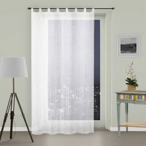 SOLEIL DOCRE Voilage à pattes Maélis - 135x250 cm - Blanc et gris