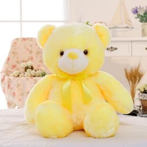 Jaune - Environ 45-50 cm - Ours en peluche lumineux et cr&eacute;atif &agrave; LED pour enfant Jouet en peluche color&eacute; et