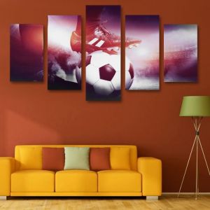 D&eacute;coration murale - ZERODIS - GU345 - Football - 5 panneaux - Toile imprim&eacute;e - L&eacute;ger