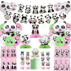 D&eacute;corations de f&ecirc;te danniversaire Panda - Accessoires de f&ecirc;te Panda comprenant banni&egrave;res g&acirc;teaux centres de table