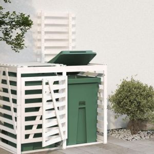 Cache Poubelle/ Extension dabri de poubelle sur roulettes - VIDAXL - blanc pin massif CC6793236
