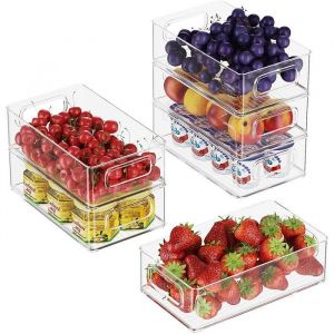 Rangement Frigo Empilable Organisateur Frigo Lot de 6 Boite de Rangement Frigo Transparent Organisation Frigo pour Cuisines  A22