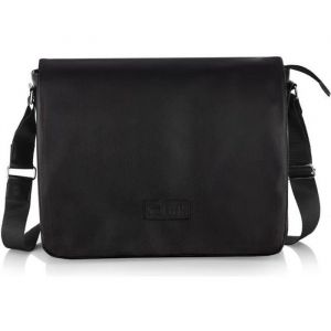 Sac besace &agrave; bandouli&egrave;re - HUCOCO - S11 - Cuir &eacute;cologique - Noir - Format A4 compatible