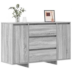 SOLDES DHIVER&reg;Buffet bahut Placard de rangement - Gris Buffet - Gris Sonoma - 120 x 41 x 75 cm - bois ding&eacute;nierie - 63056