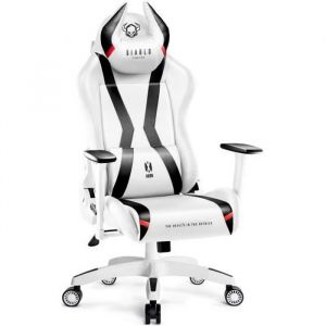 Diablo X-Horn 2.0 Chaise Gaming Fauteuil de Gamer de Bureau Accoudoirs 3D Ska&iuml; Oreiller Cousin Lombaire (Blanc-Noir S)