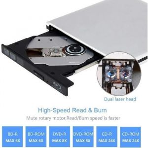 Lecteur DVD Blu Ray 4K 3D Externe Portable Ultra Slim USB 3.0 Graveur de DVD CD-RW pour Mac OS Linux Windows XP/Vista / 7/8/10PC