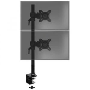 Duronic DM35V2X1 Support vertical double deux écrans PC pour bureau à pince - Potence 80 cm