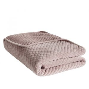 Jet&eacute; de lit Plums en polyester &ndash; Rose P&acirc;le 200x220 cm couvre-lit canap&eacute; &eacute;l&eacute;gant scandinave moderne matelass&eacute; mati&egrave;re douce