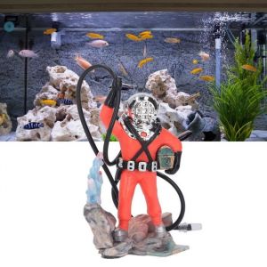 SURENHAP ornement daquarium de plongeur Décoration daquarium de plongeur aérateur à action dair animalerie figurine Rouge