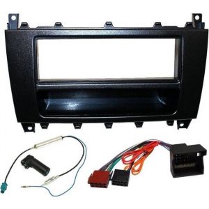 Kit Adaptateur Autoradio 1DIN - Mercedes - Classe C 04-07 - Facade noire - Vide-poche - Antenne ISO