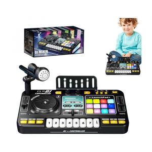 Table De Mixage DJ Enfant Platine DJ Enfant avec Lumi&egrave;re Et Clavier Jouet Musical Interactif Learning Keyboard MixerNum&eacute;rique