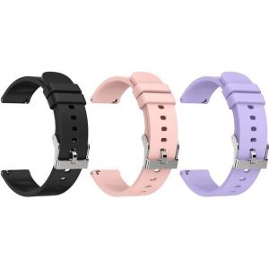 Bracelet de remplacement pour montre connect&eacute;e - SWROSE -3 PCS  Remplacement 20mm pour Montre Connect&eacute;e P22/P96 Rose Noir Violet