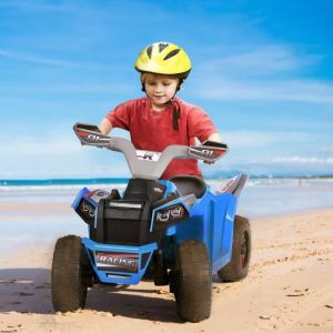 HomeMiYN Voiture de Plage Electrique Enfant,6V avec Vitesses 2.8-4.6 km/h , Quad Électrique avec Musique,Bleu