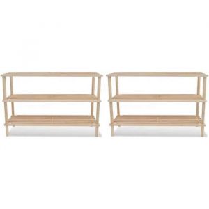 Etagere Chaussure Meuble de Rangement Organisateur &agrave; Chaussures pour Entr&eacute;e Couloir Range-Chaussures &agrave; 3 &eacute;tag&egrave;res 2 pcs Bois d[1912]