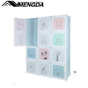 Armoire Penderie 12 Cube &Eacute;tag&egrave;re de Rangement - MENGDA - Bleu - M&eacute;tal - Chambre