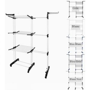 BELFOYER S&eacute;choir &agrave; Linge Extensible Pliable - &Eacute;tendoir Mobile Grand Capacit&eacute; - 75-142 x 64 x 170 cm - Noir Blanc