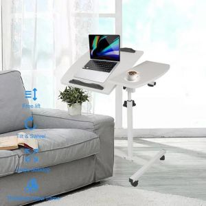 JEOBEST 60x40cm Table Roulante pour Lit Canap&eacute; Table de Lit pour Ordinateur Portable Table dAppoint avec Bandes Antid&eacute;rapantes