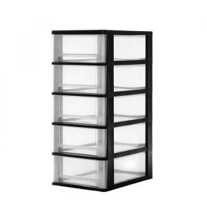 Iris Ohyama Tour de rangement Organisateur plastique 5 tiroirs 7 L - DDOCH-2005 - Noir - L35.5 x P26 x H60.5 cm