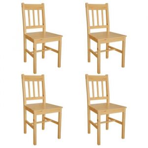 BEAU Lot de 4 Chaises &agrave; manger - chaises &agrave; d&icirc;ner - bois de pin415x455x86 cm mode658386