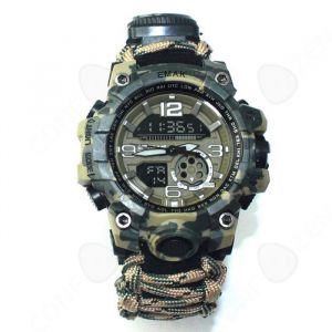 C Bracelets de survie 6 en 1 montre-bracelet de survie en plein air avec paracord boussole thermom&egrave;tre sifflet tournevis grattoir