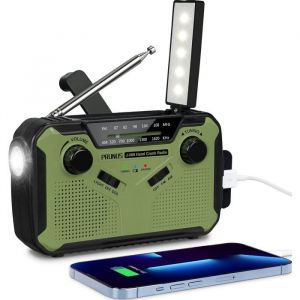 Portable Radio Dynamo Survie J-369 AM/FM Radio à Pile avec 3000mAh Power Bank/SOS Alarm/Lampe Poch/Panneau Solaire