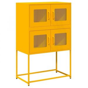 Enfilade/Bahut/Vitrine - Rustique - Buffet haut jaune moutarde 68 x 39 x 107 cm acier @714682