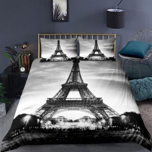 R&eacute;tro Paris tour Eiffel Parure de lit 3 pieces 1 housse de couette 220*240cm et 2 taies doreillers 63*63cm