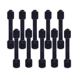Lot de 10 sangles de sécurité enfant pour placard porte et placard - Sécurité bébé pour armoires tiroirs toilettes(noir)