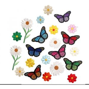 22 Pieces Patch Thermocollant &agrave; Coudre Ecusson Iron on Patches Thermocollant V&ecirc;tement DIY Broderie Autocollant pour jeans