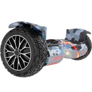 RCB RH3 Hoverboard 8.5 Tout-Terrain Hummer Double Moteur Puissant Pneus Pleins et &Eacute;clairage LED &ndash; Vert Arm&eacute;e