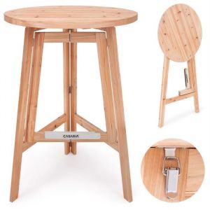 Table Haute en bois massif naturel Mange-Debout Ronde Pliable Cuisine Jardin Terrasse Cocktail Bar Fêtes Moderne Nordique