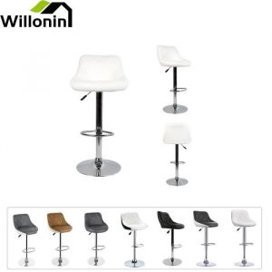 Willonin® 4 x tabouret de bar Siège bien rembourré en cuir artificiel Dossier à sergé et Hauteur réglable Blanc pour salle manger