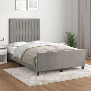 CHIC Lit adulte2 places - 120x190 cm Structure/Cadre de lit gris clair 120x190 cm velours #Sara43970