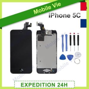 ECRAN POUR IPHONE 5C NOIR COMPLET VITRE TACTILE + LCD SUR CHASSIS