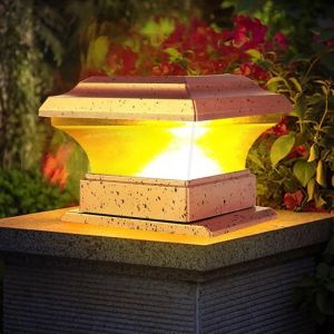 Lumière LED - OMABETA - Poteau de clôture solaire - ABS - Étanche - 140x105x120mm